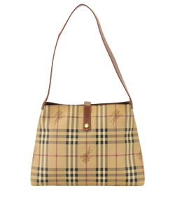 Vintage Nova Check Shoulder Bag, Leather/Canvas, Beige, MII, 2*